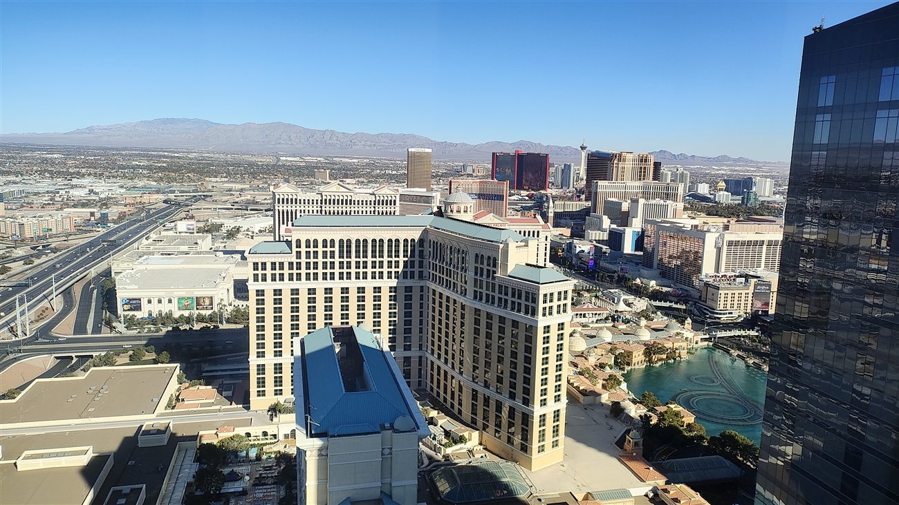 The Las Vegas Strip skyline from above