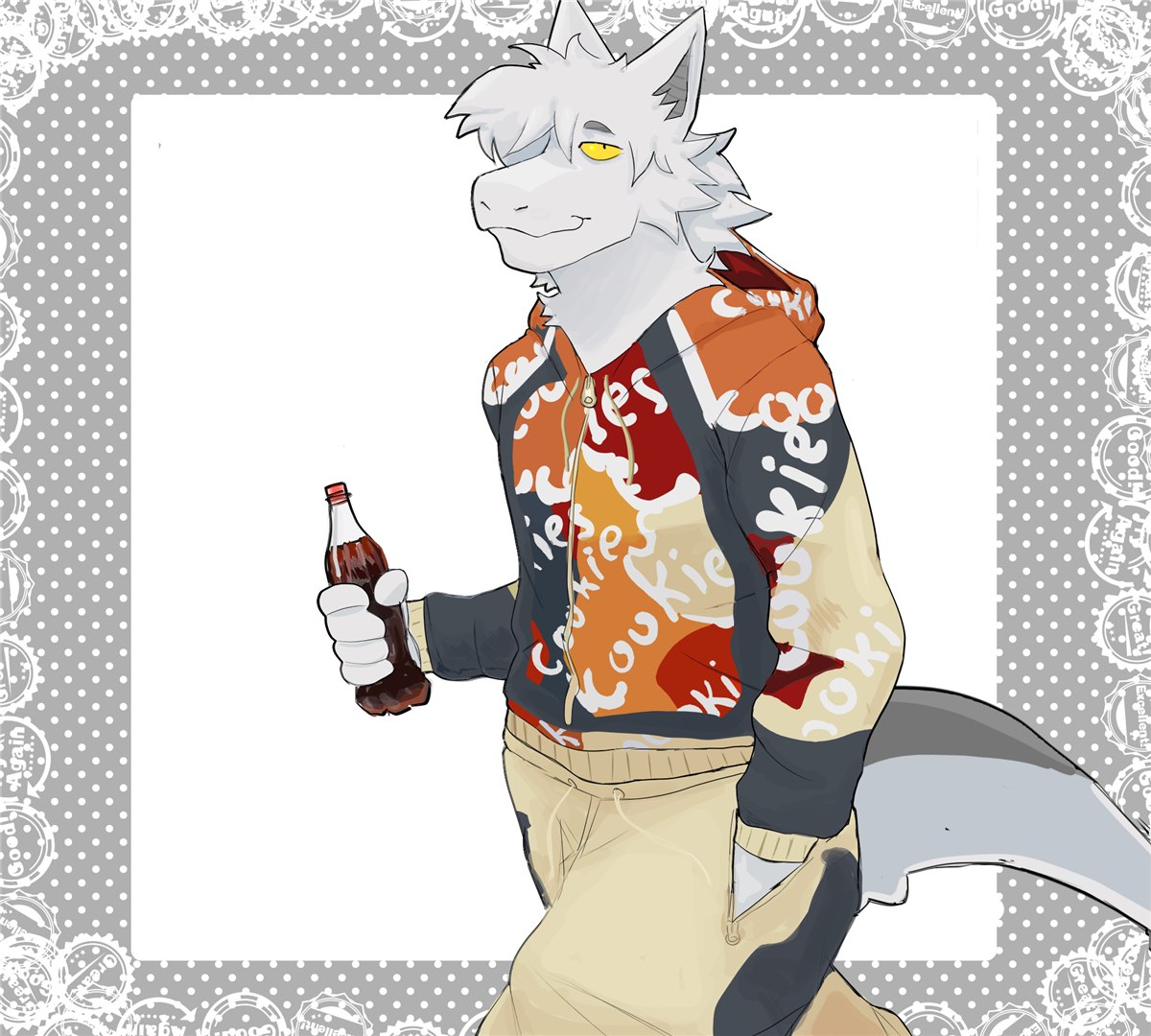 Fan art of Matroska wearing a Cookies-branded hoodie