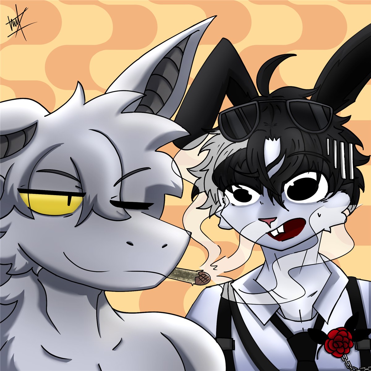 Matroska with a sunglasses-wearing bunny-eared friend character